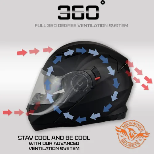 Vista 4 de Milwaukee Helmets Avanzados cascos modulares de motocicleta de cara completa para motorista con visera desplegable - XS