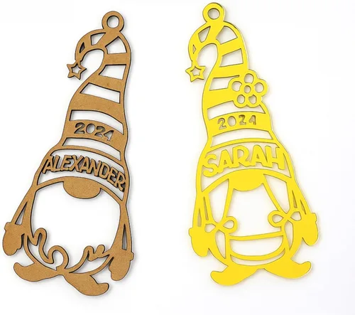 Vista 10 de Gnomos de Navidad personalizados, adorno de nombre personalizado, nombres cortados con láser, regalos para niños, Navidad 2025, decoraciones