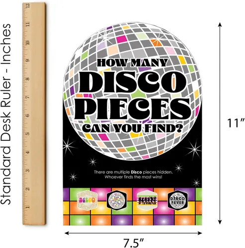 Vista 6 de Big Dot of Happiness Disco de los años 70 1970s Disco Fever Party Scavenger Hunt 1 soporte y 48 piezas de juego Ocultar y encontrar juego
