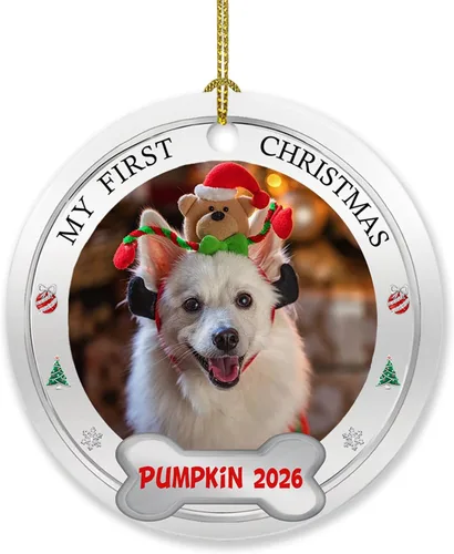 Vista 18 de Adorno de 5º aniversario, decoración del árbol de Navidad, nombres personalizados y recuerdos de aniversario de fotos, regalos para parejas juntas