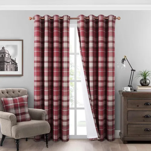 Vista 12 de always4u, cortinas térmicas aislantes con diseño de cuadros, de 95 pulgadas de largo, de doble capa, cortinas térmicas para sala de estar