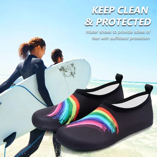 Vista 6 de Deevike Zapatos acuáticos para mujeres y hombres, estilo descalzo, de secado rápido, calcetines de agua sin cordones para playa, piscina, natación