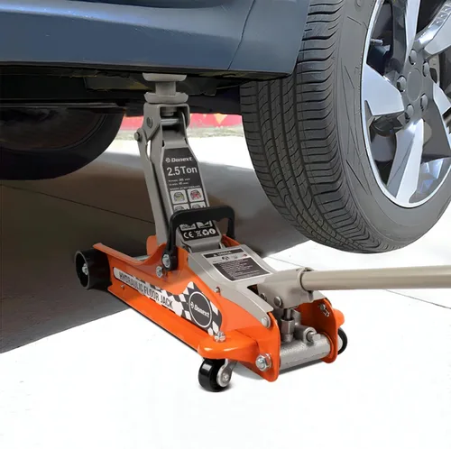 Vista 7 de gato de piso de perfil bajo de 2.5 toneladas para carreras, construcción de acero de alta resistencia, rango de elevación 8.51 cm-36 cm