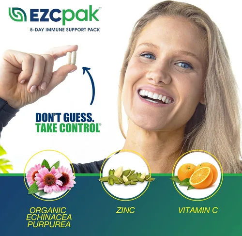 Vista 5 de EZC Pak Potenciador de apoyo inmunológico cónico de 5 días, suplemento de apoyo inmunológico de vitamina, equinácea, vitamina C de zinc, refuerzos