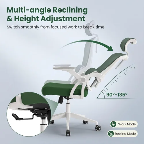 Vista 4 de Ergonomic Mesh Office Chair, 350LB Heavy Duty High Back Desk Chair, Adjustable Headrest, Auto Adaptive Lumbar Support, Memory Foam Cushion, Armrests