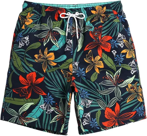 Vista 45 de maamgic Traje de baño para hombre, de secado rápido, con forro de malla, divertido traje de baño de 7 pulgadas Raya azul