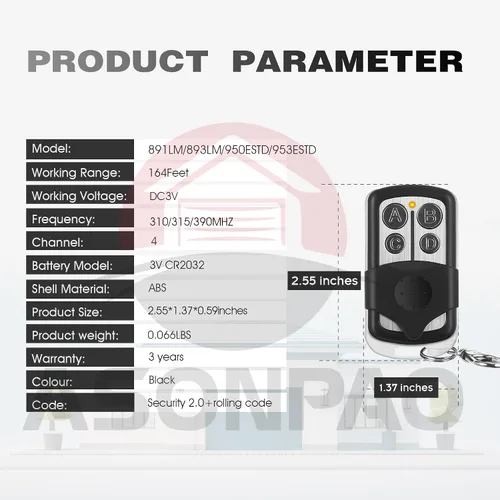 Vista 7 de Paquete de 2 unidades 893LM 891LM LiftMaster Universal para puerta