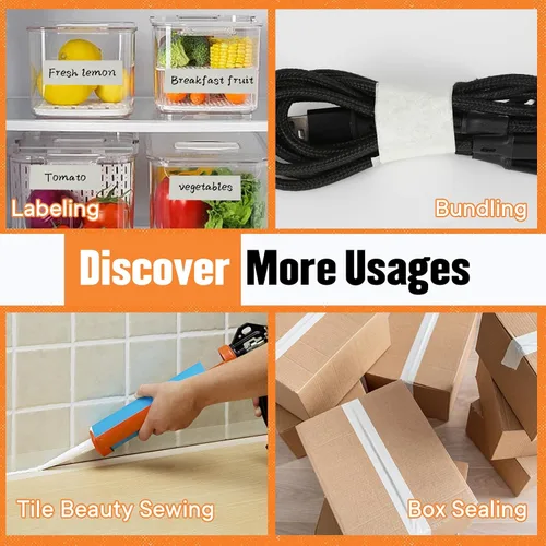 Vista 7 de Cinta adhesiva de 0.94 pulgadas de ancho, fina cinta blanca para pintores, cinta adhesiva beige a granel para pintar el hogar, oficina, escuela