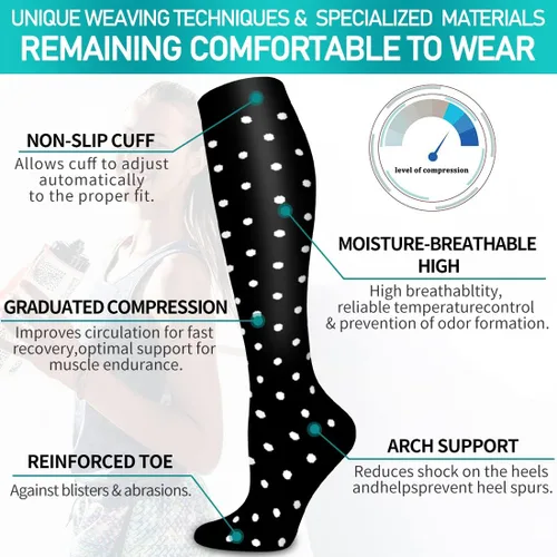 Vista 5 de Copper Compression Socks for Women and Men(6 Pairs)-Best Support for Running, Athletic, Nursing, Travel