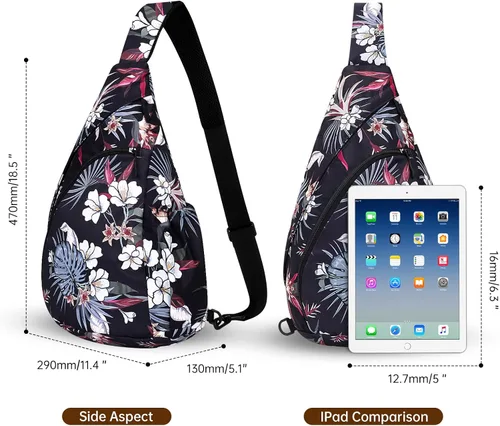 Vista 4 de HUA ANGEL Bolso bandolera, bolso cruzado de moda para el pecho, mochila de viaje, senderismo, gimnasio, mochila casual