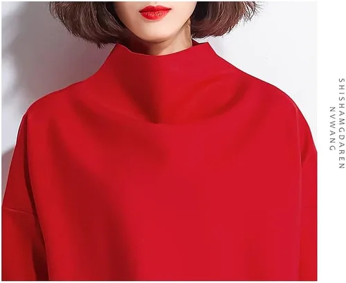 Vista 4 de Vestido midi casual de gran tamaño con cuello alto y bolsillo para mujer
