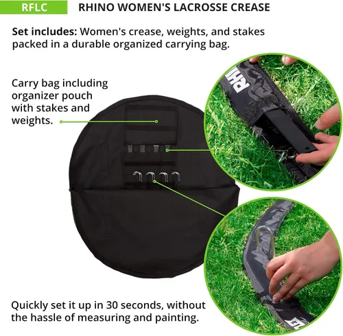 Vista 3 de Champion Sports Lacrosse Crease para mujer: Rhino Flex Portable Lacrosse Goal Crease – 17' de diámetro para todo tipo de clima con pesas, estacas