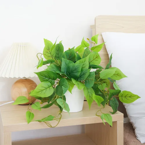 Vista 7 de CEWOR Plantas Artificiales Pothos Falso con Maceta de Plástico Planta Artificial en Maceta para Hogar Oficina Dormitorio Decoración
