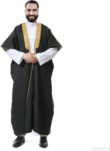 Vista 4 de Abaya (Bisht) - Vestido de capa árabe - blanquecino (LEW-C30), Blanco sucio