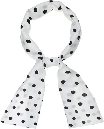 Vista 6 de Allegra K Bufandas para el cuello de bufanda de lunares retro retro para mujer, banda larga para el pelo