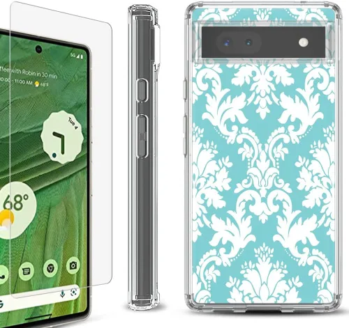 Vista 11 de Funda a prueba de golpes compatible con Google Pixel 6a, con protector de pantalla de vidrio templado, libro de composición