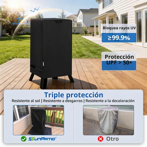 Vista 4 de SunPatio Funda para ahumador eléctrico de 30 pulgadas, cubierta vertical cuadrada impermeable resistente para ahumador, cubierta digital