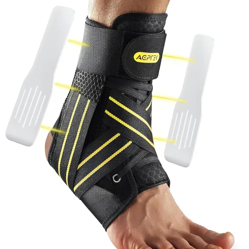Vista 10 de AGPTEK Tobillera para mujeres y hombres, con cordones ajustables y soporte de tobillo con férulas removibles para esguince de tobillo, recuperación