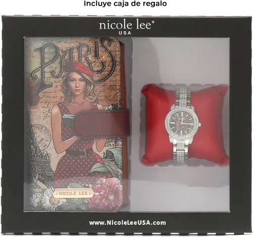 Vista 6 de Nicole Lee Juego de regalo de 2 piezas de accesorios para teléfono (cartera cruzada, reloj de moda de diamantes)