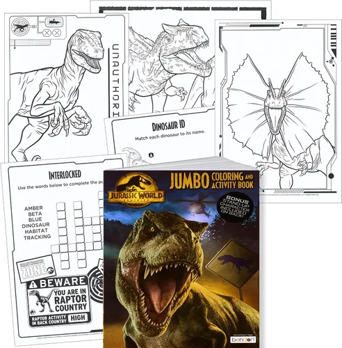 Vista 9 de Libro para colorear y actividades Jumbo de Jurassic World - 64 páginas