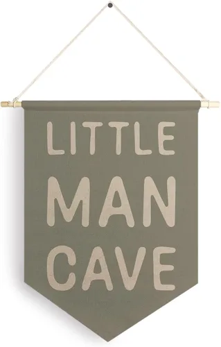 Vista 11 de Qpenm Cueva del Hombre Pequeño Bandera Colgante de Pared en Lienzo, Decoración para Habitación de Niños, Banderines Modernos en Blanco y Negro