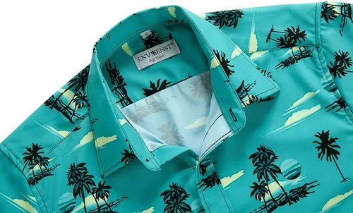 Vista 4 de ENVMENST Hawaiian Shirt for Men Short Sleeve Beach Printed Summer Button Down Aloha Shirt(S-3XL)