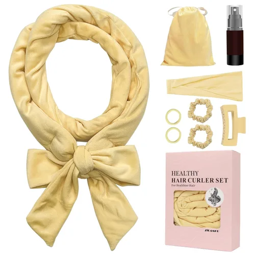 Vista 7 de ZILAMPU Diadema de Varilla Rizadora Sin Calor, Envoltorio de Rodillo de Rizos de Cabello de Terciopelo Nocturno para Mujeres con Cabello Largo Negro