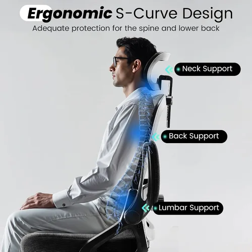 Vista 8 de Fizzin Silla de Oficina Ergonómica, Sillas de Computadora de 400 LBS con Soporte Lumbar Ajustable, Silla de Escritorio de Malla Transpirable Rosado