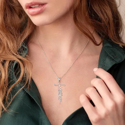 Vista 2 de NanaMotherDaughter Cross Faith Necklace Gifts for Nana from Grandson Granddaughter Mother's Day Christmas Jewelry Gifts