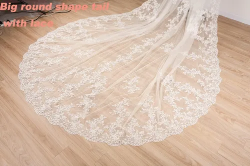 Vista 3 de EllieWely Velo de novia de encaje largo de la catedral con peine de metal F23