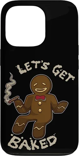 Vista 10 de Divertida funda navideña para iPhone 16 con diseño de pan de jengibre y marihuana