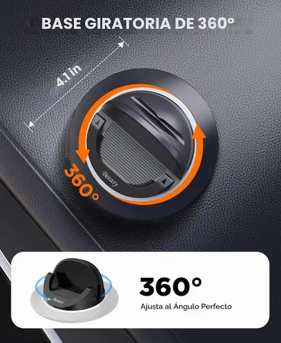Vista 5 de Beeasy Soporte de teléfono para automóvil, rotación de 360°, soporte de teléfono celular antideslizante de silicona, universal para iPhone 17/16 Pro