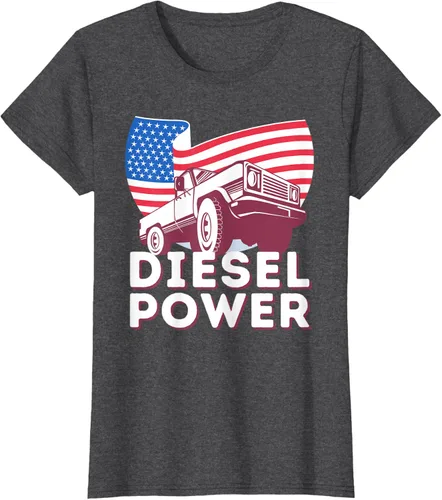 Vista 4 de Diesel Power American Flag - Camiseta de camioneta de mecánico diésel, Negro, S
