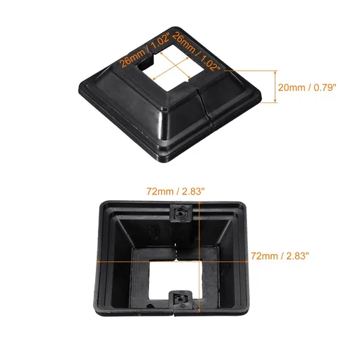 Vista 2 de uxcell Falda para poste, 4 piezas de 1.024 x 1.024 in/1.02 x 1.02 pulgadas, cubierta de base de poste de estilo dividido, falda para valla