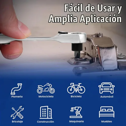 Vista 5 de Mini llave de trinquete de doble cabeza, destornillador compacto reversible y herramienta para espacios reducidos y reparaciones multiuso