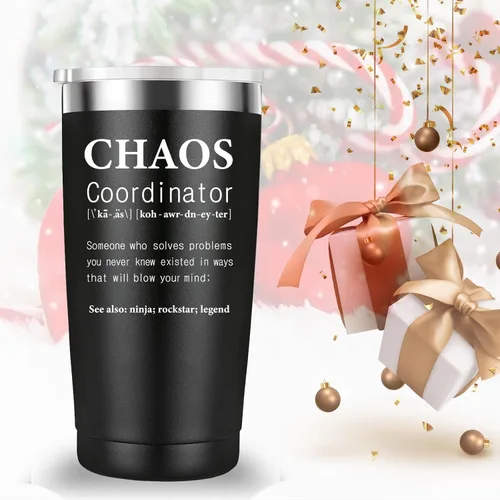 Vista 5 de Mamihlap Chaos Coordinator - Taza de viaje para compañeros de trabajo, regalos de coordinador del caos. Divertidos regalos inspiradores