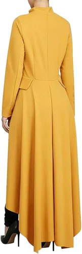 Vista 3 de SOMTHRON Vestido sexy con cuello alto abierto y cremallera para mujer manga larga blusa de fiesta vestido largo con dobladillo irregular