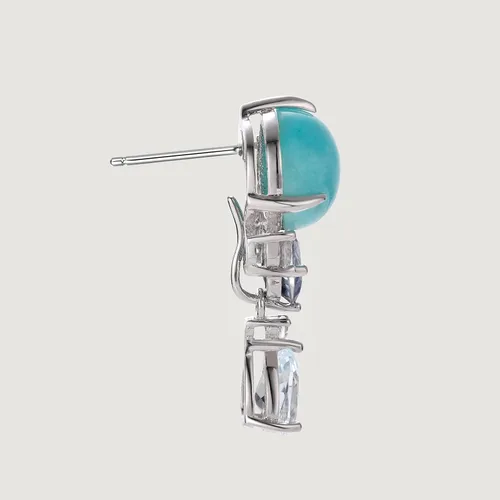 Vista 6 de Gems Beauty - Pendientes colgantes de plata de ley hechos a mano con topacio azul natural de Tiendayte