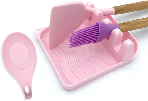 Vista 10 de Paquete de 2 cucharas para múltiples utensilios con almohadilla de goteo, antideslizante, resistente al calor, soporte para cuchara de cocina