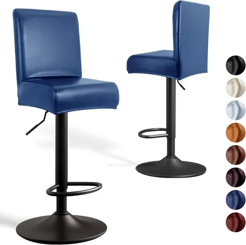 Vista 8 de Fundas de Cuero PU para Taburete de Bar con Respaldos, Paquete de 2 Fundas Elásticas Impermeables para Sillas de Taburete de Bar, Fundas Lavables