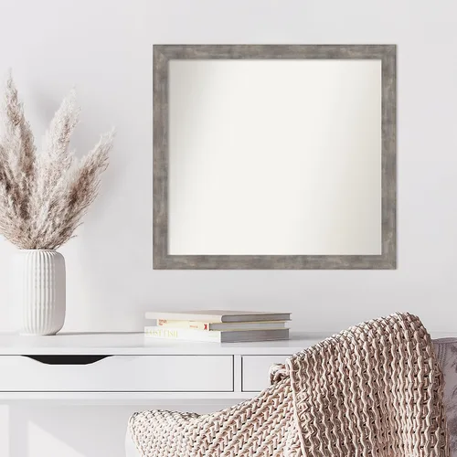 Vista 328 de Amanti Art Silver Bathroom Mirror for Over Sink, 26x35 Custom Made Marred Pewter Rectangle Vanity Mirror, Large Casual Wood Frame, Hangs Horizonally