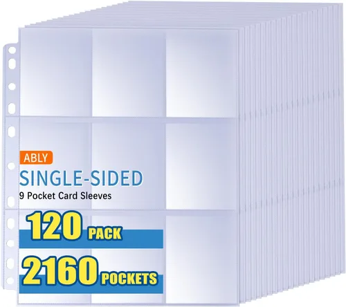 Vista 10 de ABLY 540 bolsillos de doble cara para tarjetas intercambiables, 9 bolsillos, protectores de tarjetas de juego de plástico transparente
