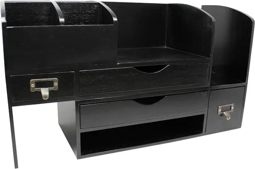 Vista 5 de Executive Office Solutions Organizador de escritorio de oficina de madera ajustable grande para escritorio, mesa o mostrador, estante