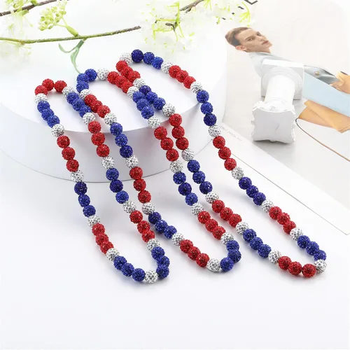 Vista 5 de Collar de Cadena de Béisbol con Perlas para Hombres, Regalos de Collar de Béisbol de la Colección Bling Ice para Niños, Collar de Accesorios