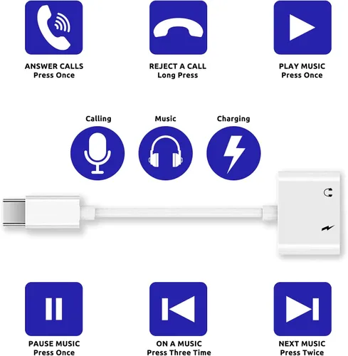 Vista 6 de Adaptador auxiliar de auriculares Pro de 3 amperios compatible con tu Xiaomi 12S Ultra Plus USB-C de 0.138 in de audio y puerto de carga de alta