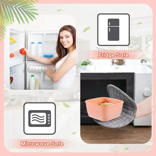 Vista 5 de Tessco for you 6 Piezas Recipiente para Almuerzo de Ensalada 50 oz Recipiente de Ensalada con 3 Compartimentos Caja Bento Reutilizable para Adultos