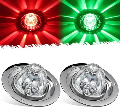 Vista 10 de Partsam Kit de 2 luces de sandía con lente de vidrio rojo, luces LED de parada y giro con bisel de acero inoxidable y base de repuesto para Lente