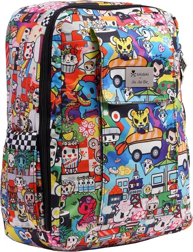 Vista 2 de JuJuBe MiniBe Mochila Escolar ligera Viajar Bolsillos Organización Niños o adultos Tokidoki Sushi Cars