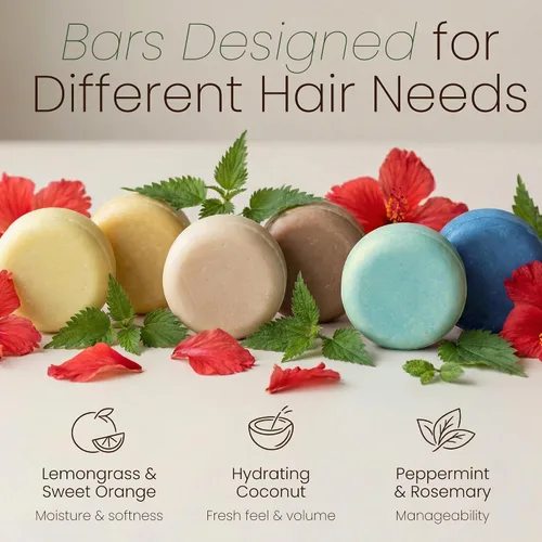 Vista 2 de Barra de champú de aceite de coco y argán, hidratante profunda para cabello seco dañado. Champú sólido hidratante y nutritivo para cabello rizado