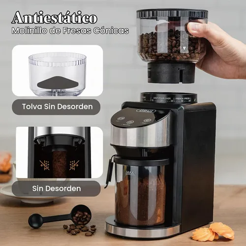 Vista 9 de Gevi Burr Grinder, 35 Settings Espresso Drip French Press,Anti-Static Black